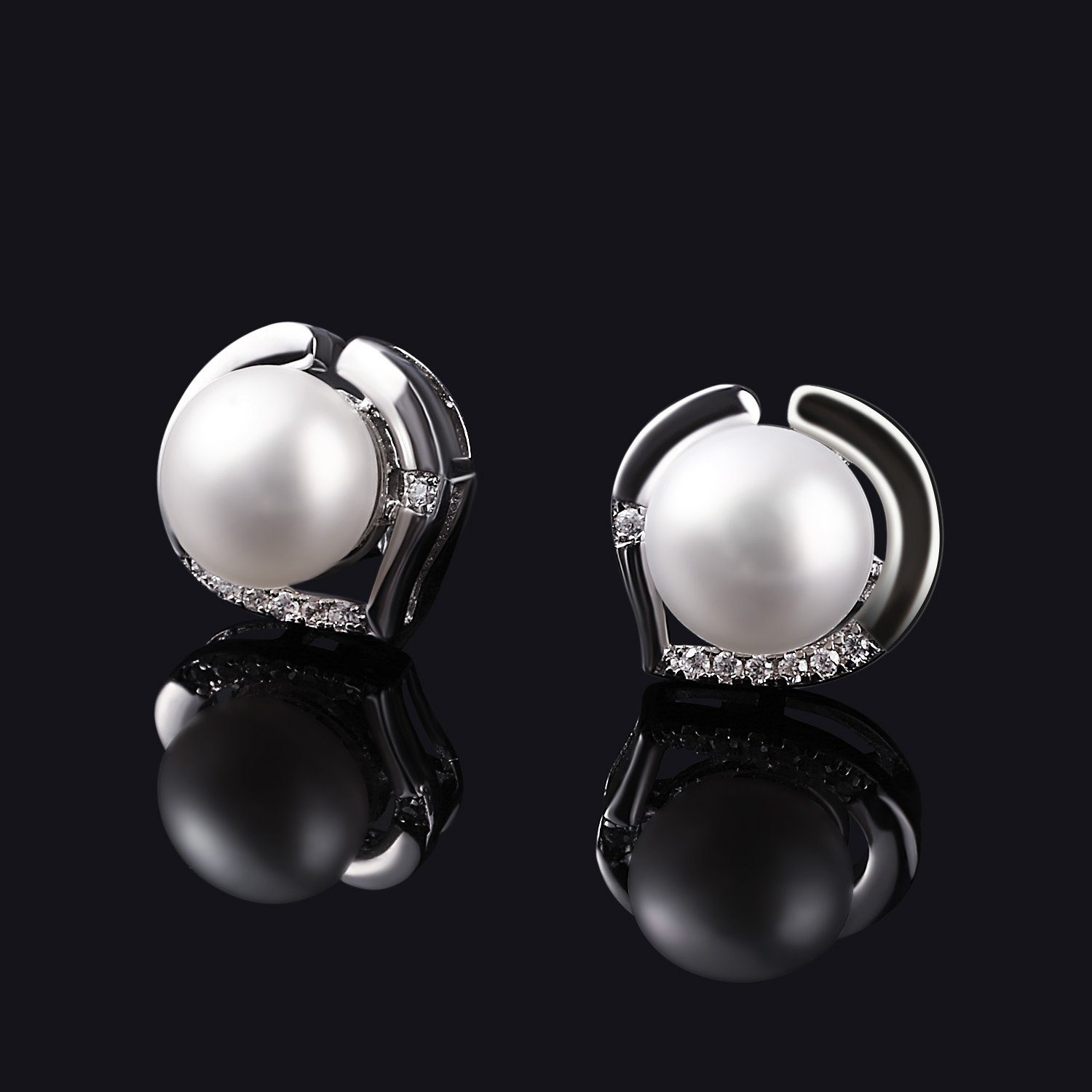 POCHUMIDUU Paar Ohrhänger Perlen Ohrringe Damen 925 Sterling Silber Ohrstecker (2-tlg), mit Zirkonia