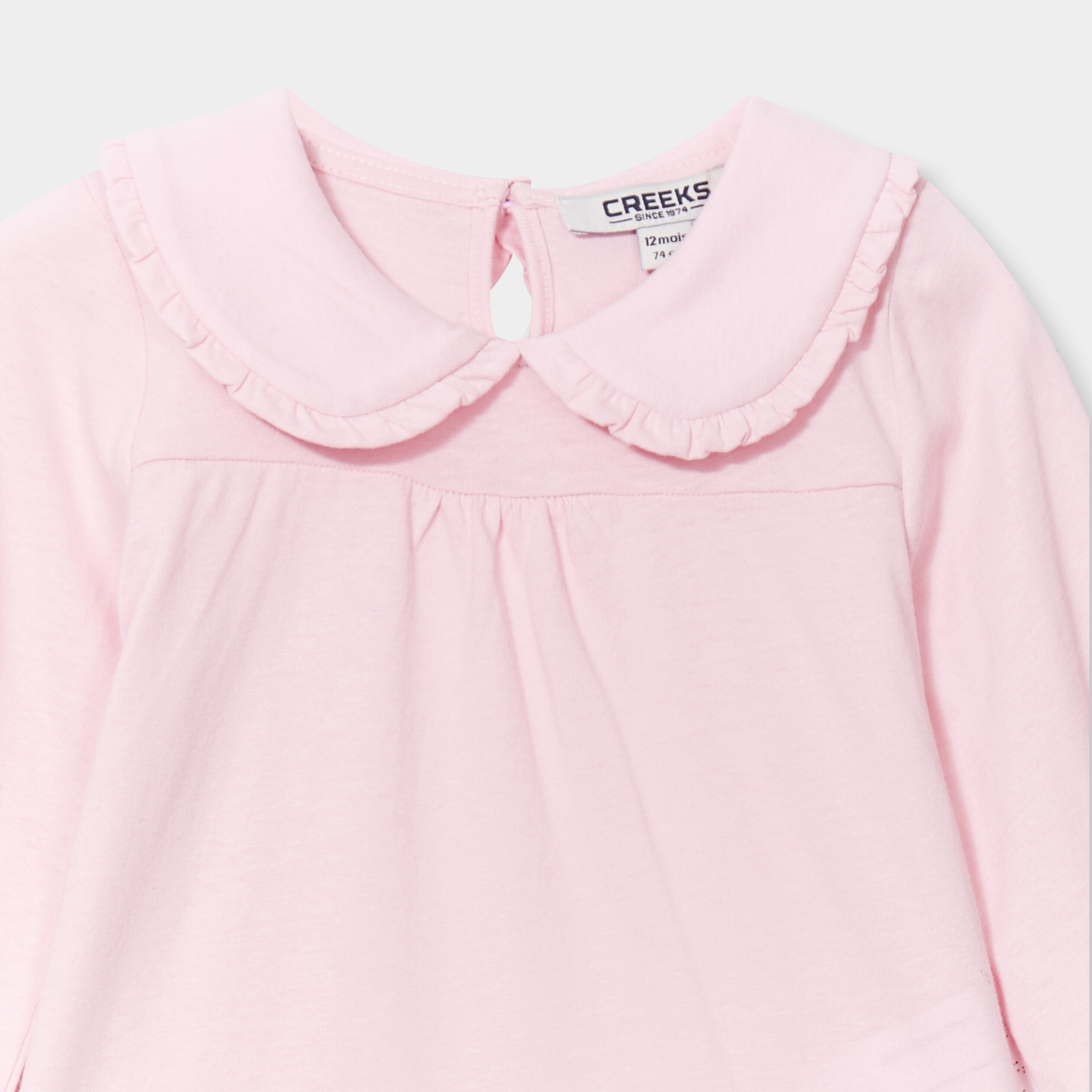 T-shirt col claudine coton Creeks rose bébé fille | La Halle