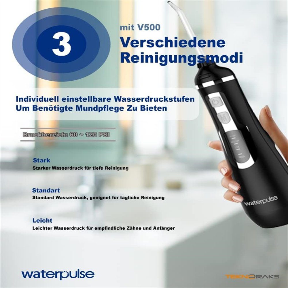 Perfine Munddusche Akku-Wasserflosser : Tragbar & batteriebetrieben für zuhause & Reisen., Mundhygiene, Drei Reinigungsmodi, Speicherfunktion