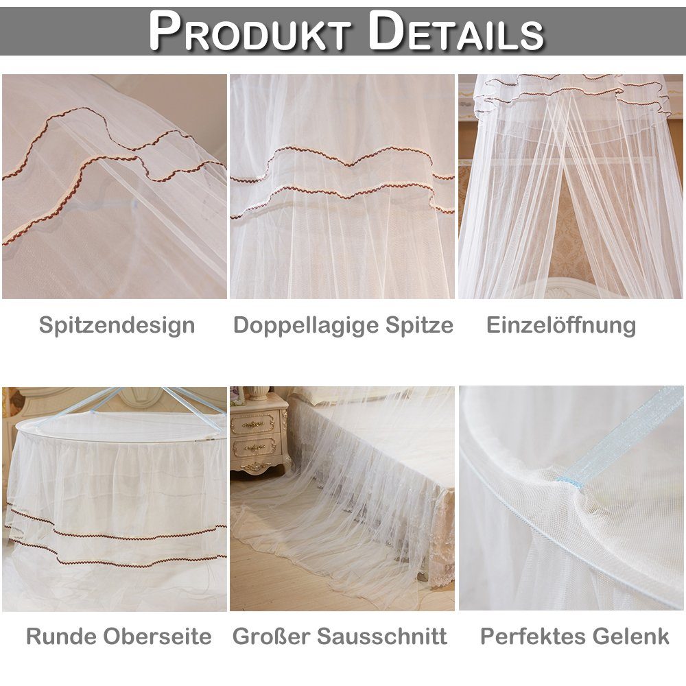 Rosnek Moskitonetz Deckenmontiertes,Dome Betthimmel,für Doppelbett
