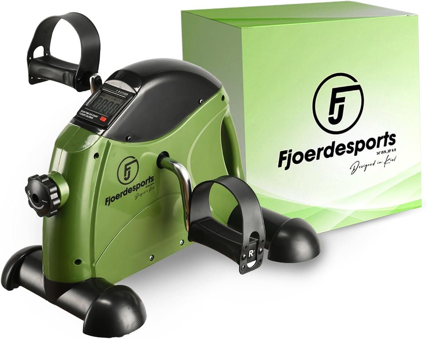 Fjoerdesports Heimtrainer Mini-Heimtrainer, Arm- und Beintrainer, Bewegungstrainer (Seniorentrainer, Trainieren im Home Office, besonders leise, verstellbarer Widerstand, Fitness, Workout, rutschfeste Standfüße, 100 kg max. Benutzergewicht, Pedaltrai