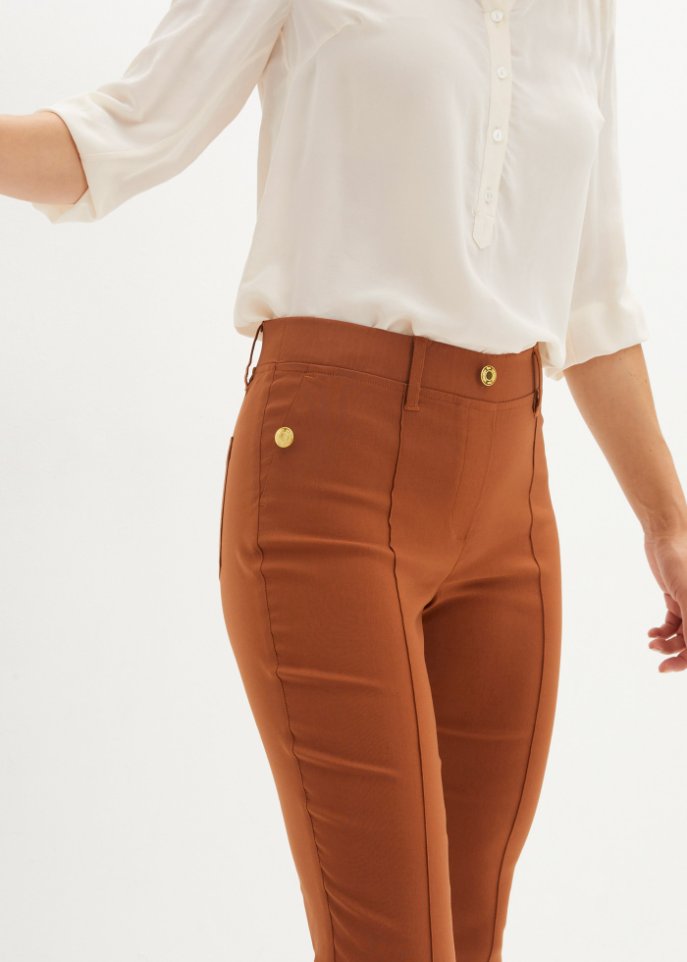Stretch-Schlupfhose mit Zierknöpfen