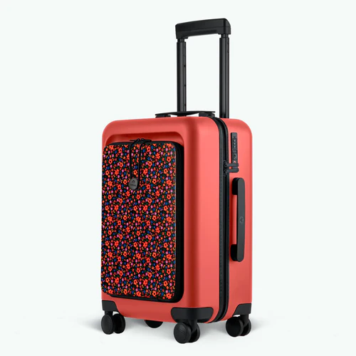 LHR 4-wheel hard-shell suitcase with orange MAD pouch
