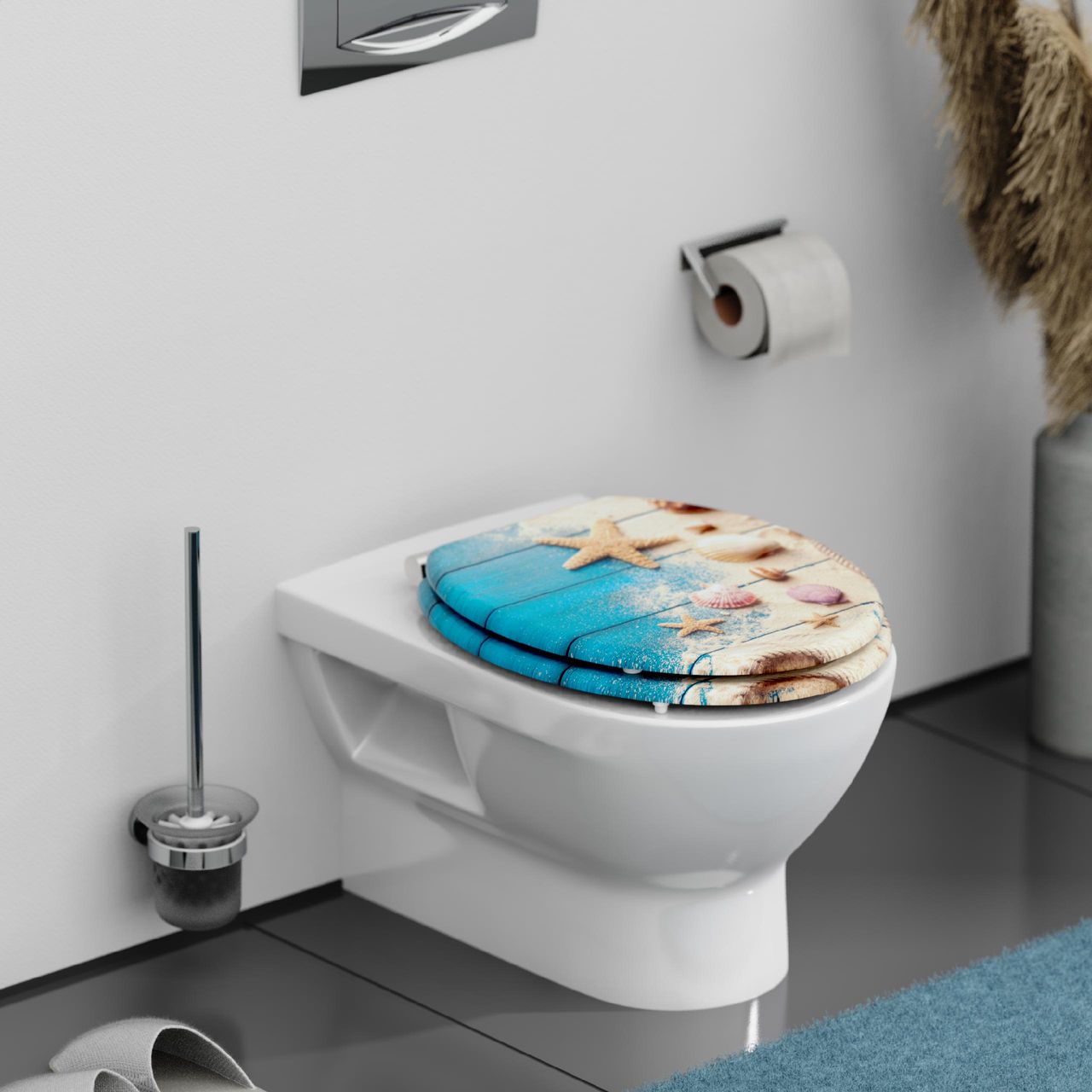 Schütte MDF WC Sitz BEACH AND WOOD, Toilettendeckel mit Absenkautomatik Holzkern