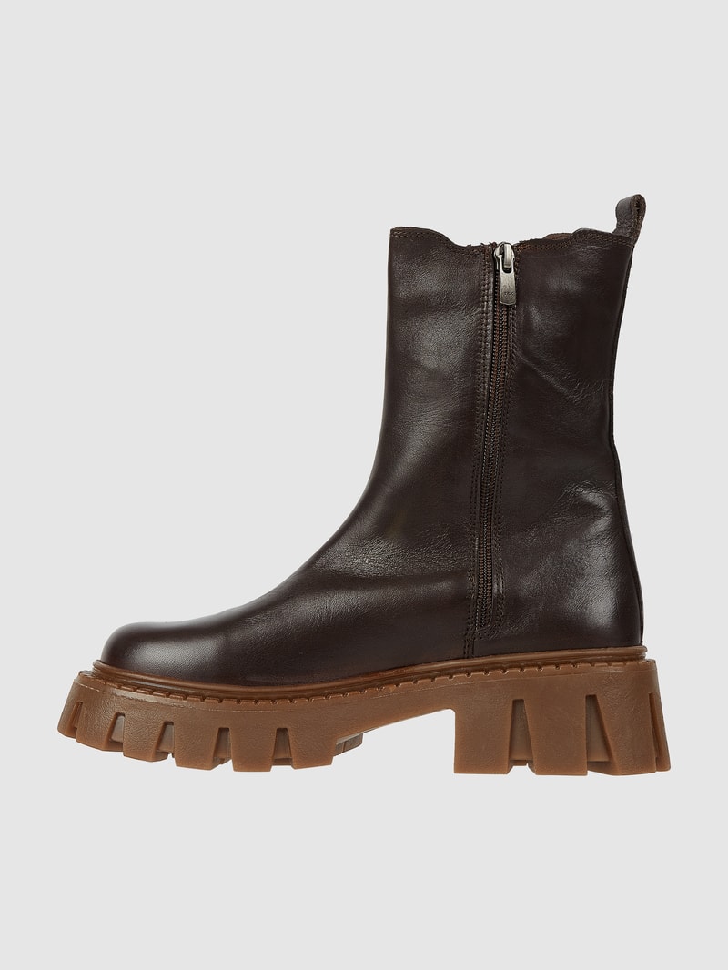 Lederboots mit Plateausohle in dunkelbraun