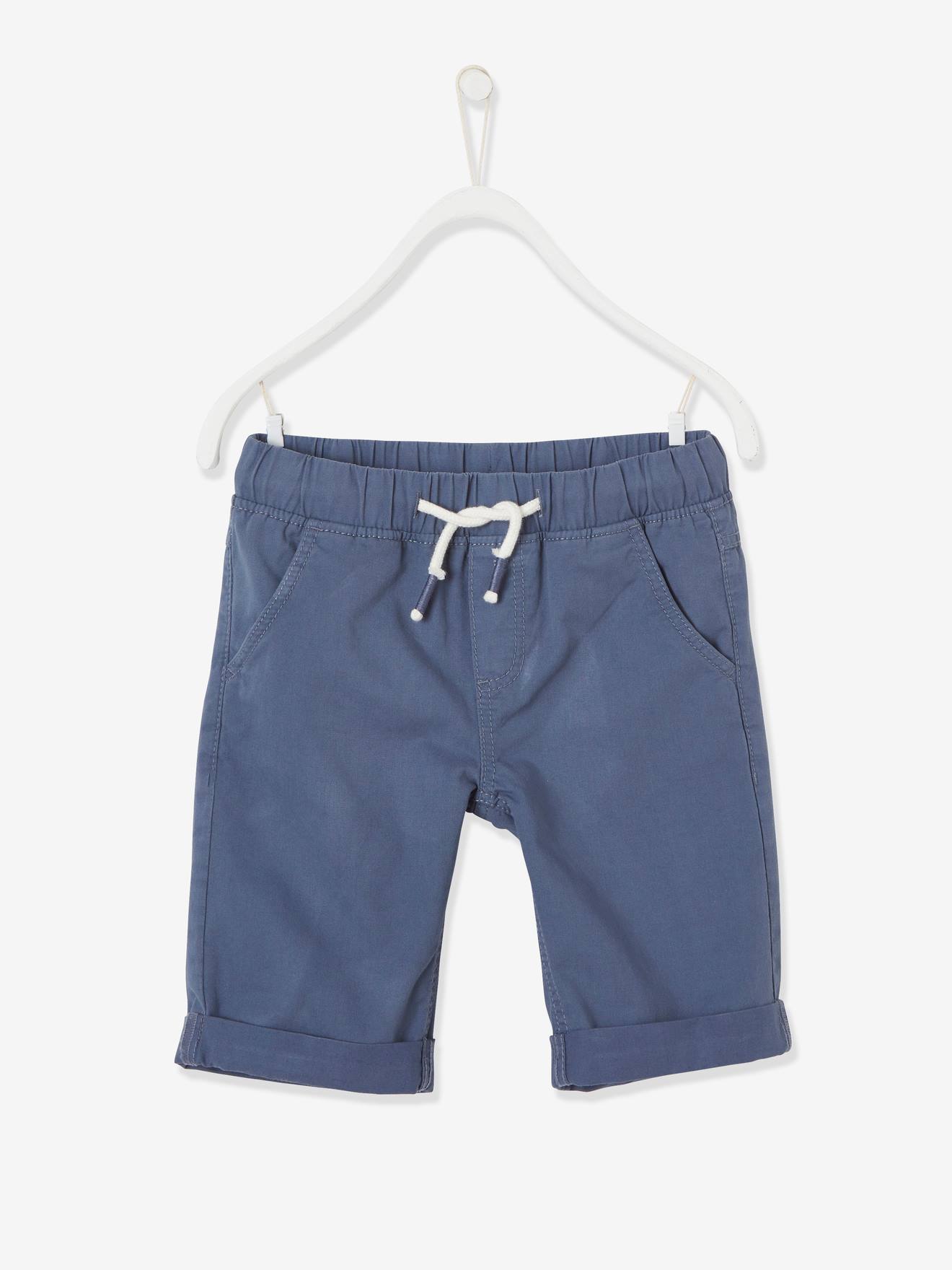 Bermuda couleur garçon facile à enfiler bleu jean