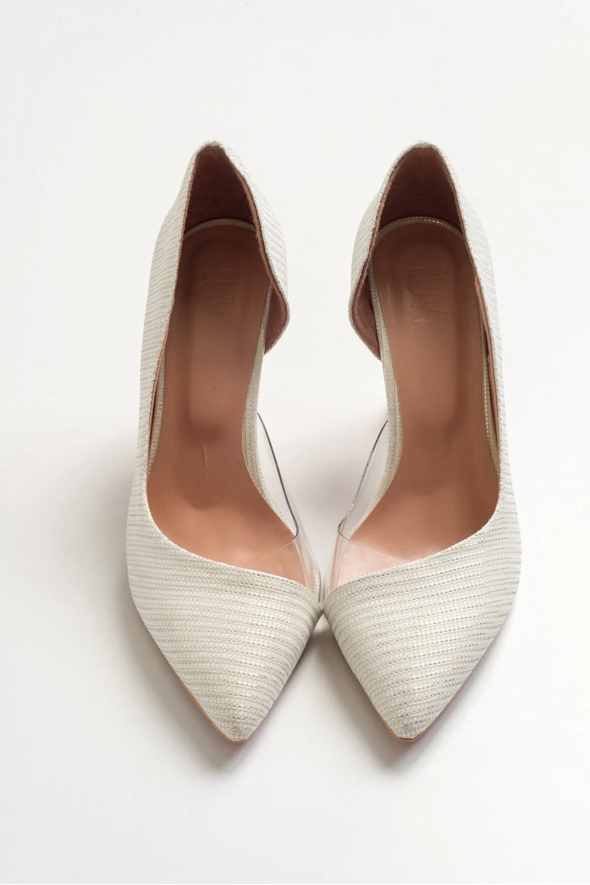 LuviShoes  653 Perlmutt-Damenschuhe mit silbrigem Absatz