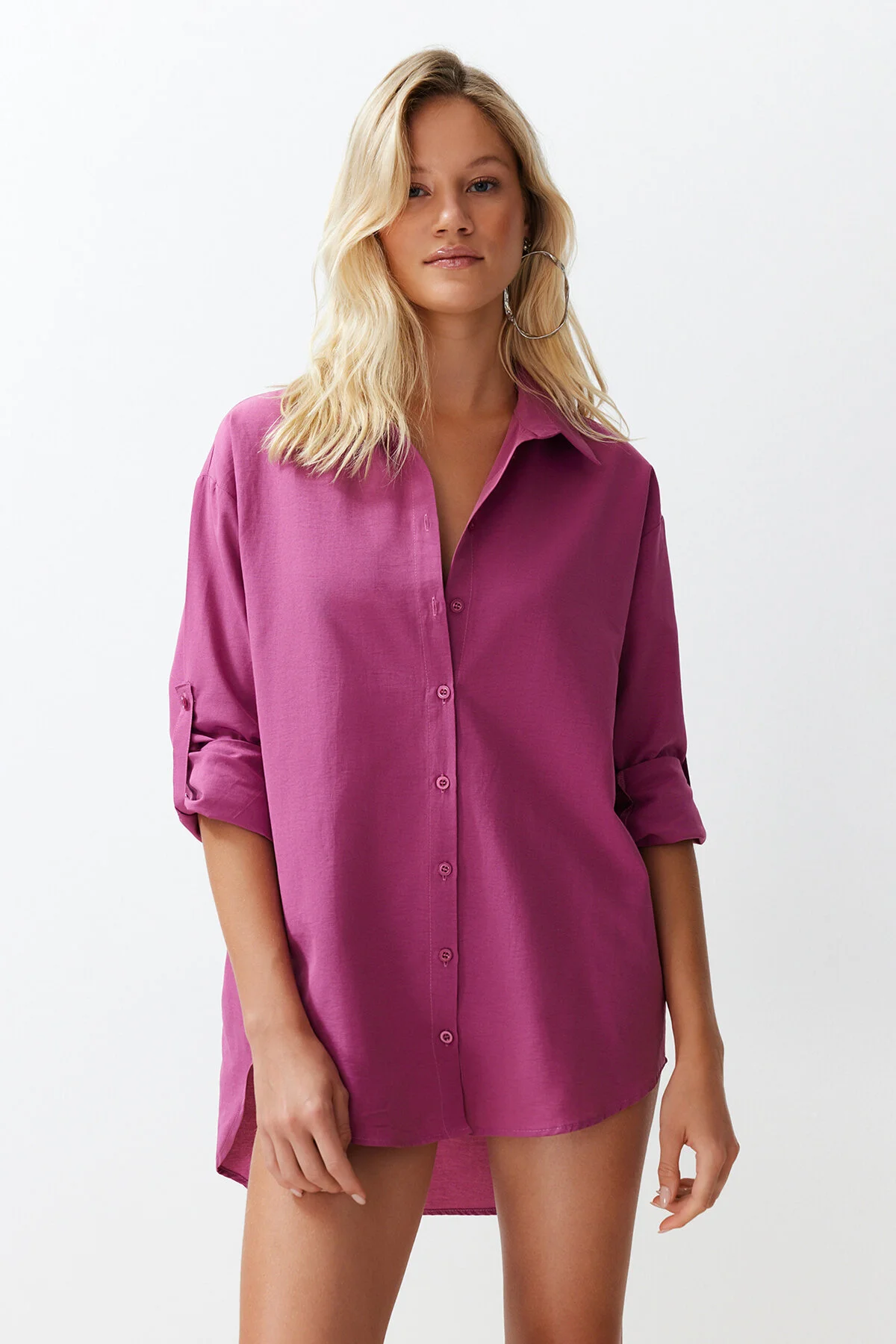 Trendyol Collection  Gewebtes Hemd in Pflaume TBESS22GO0664