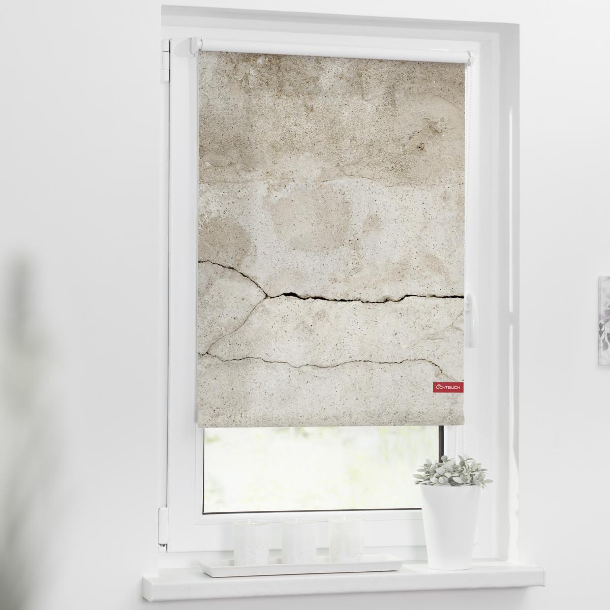 Lichtblick Rollo Klemmfix, ohne Bohren, blickdicht, Beton - Grau, 100 x 150 cm (B x L)