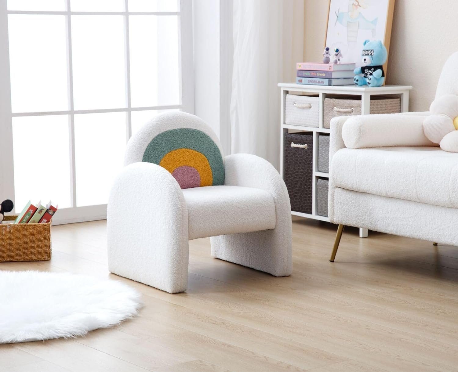WAHSON OFFICE CHAIRS Kindersessel aus Teddystoff gepolsterter Kinderstuhl mit Armlehne Kindercouch