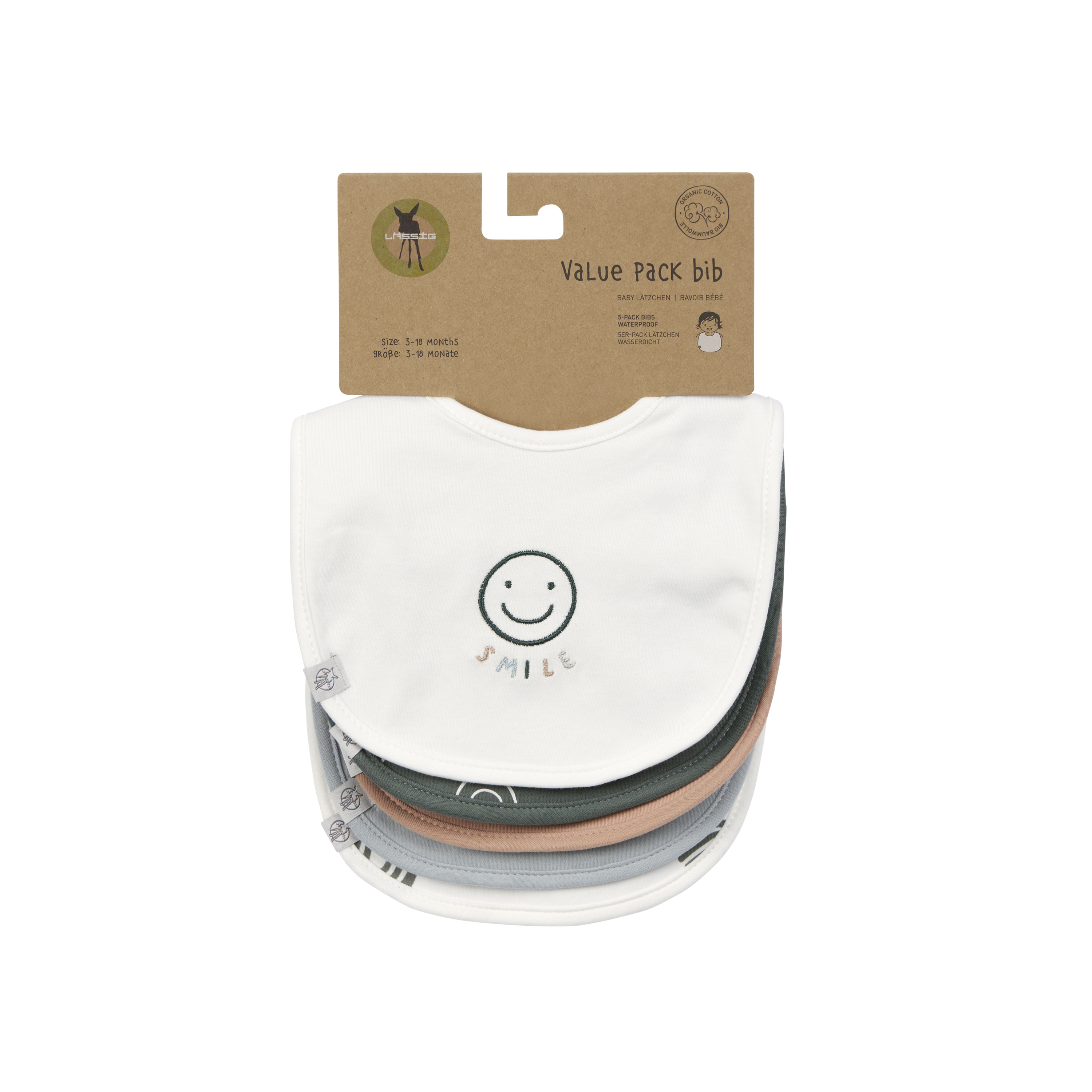 Lätzchen (5 Stk) - Tiny Smile, Beige