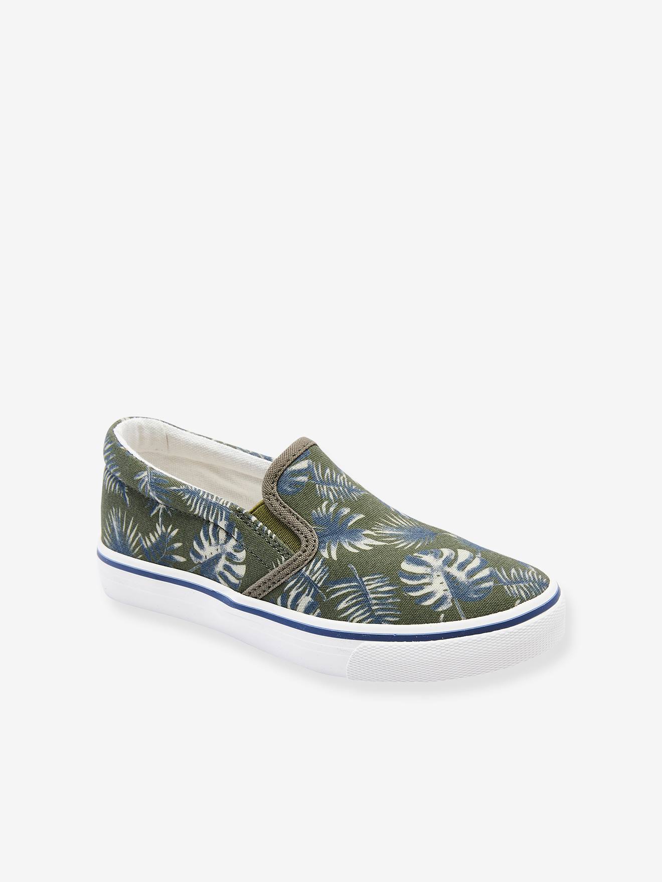 Vertbaudet Jungen Slip-on-Sneakers - khaki bedruckt tropical
