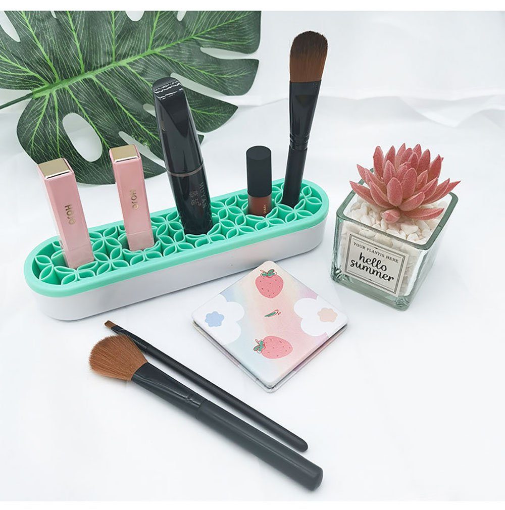Runxizhou Kosmetikkoffer Pinselhalter Silikon Make-up Pinselhalter Organizer, Grün (1-tlg)