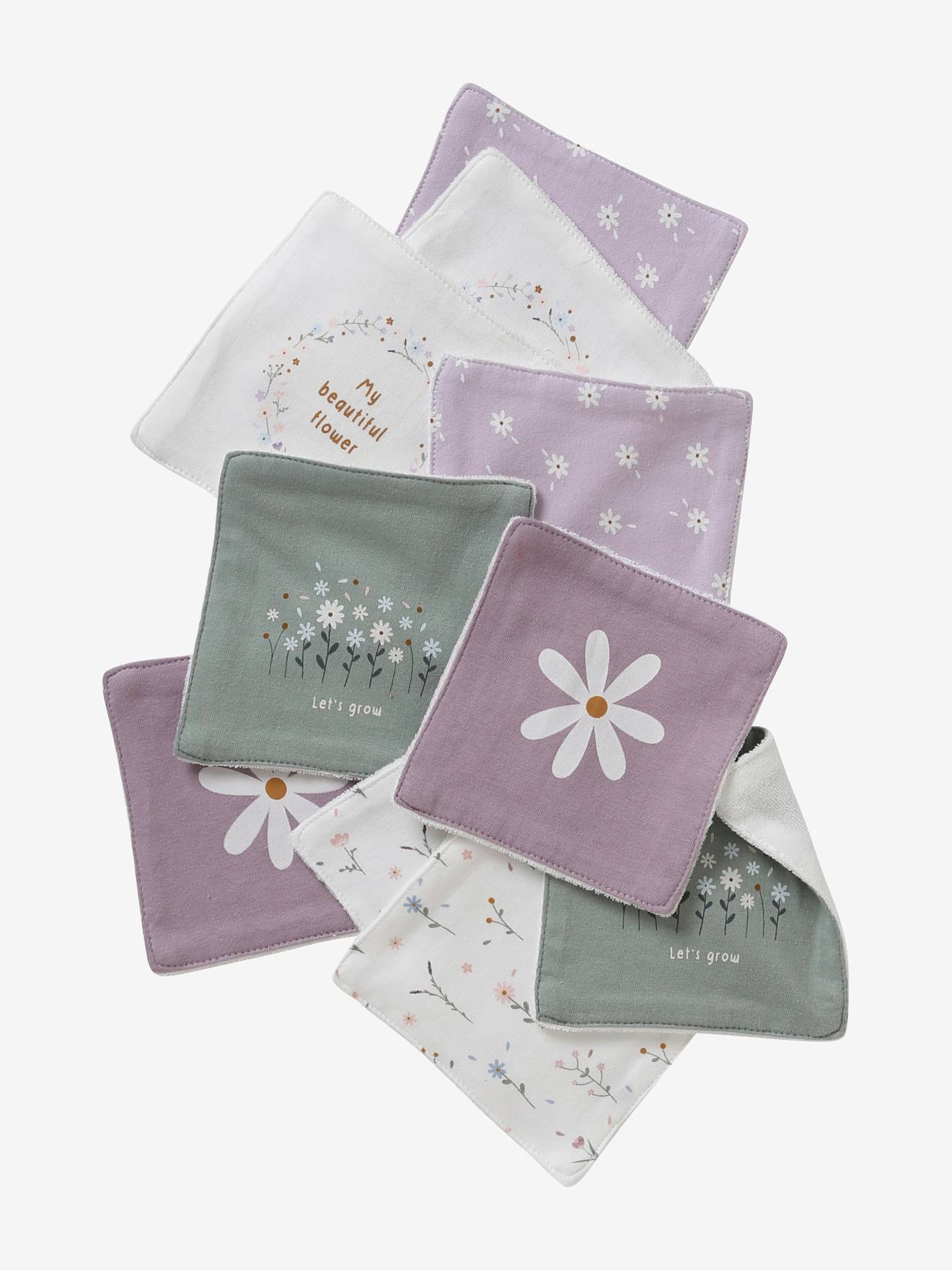 Vertbaudet Bio-Kollektion: 10er-Pack Baby Waschlappen mit Aufbewahrungsbeutel Oeko-Tex - farblich sortiert/provence