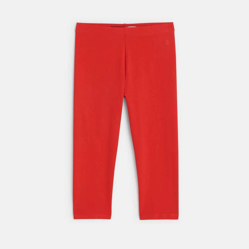Leggings courts unis rouge fille