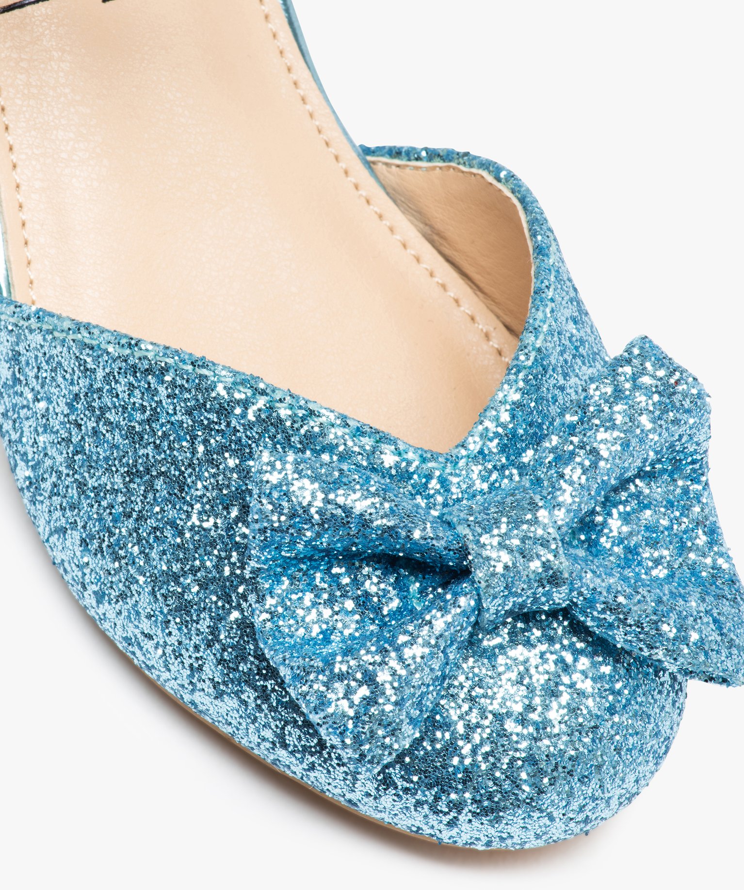 Ballerines fille pailletées à talon et bride de fermeture bleu | GEMO