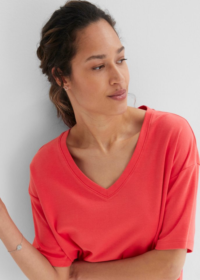 T-Shirtkleid mit V-Ausschnitt, oversize (2er Pack)