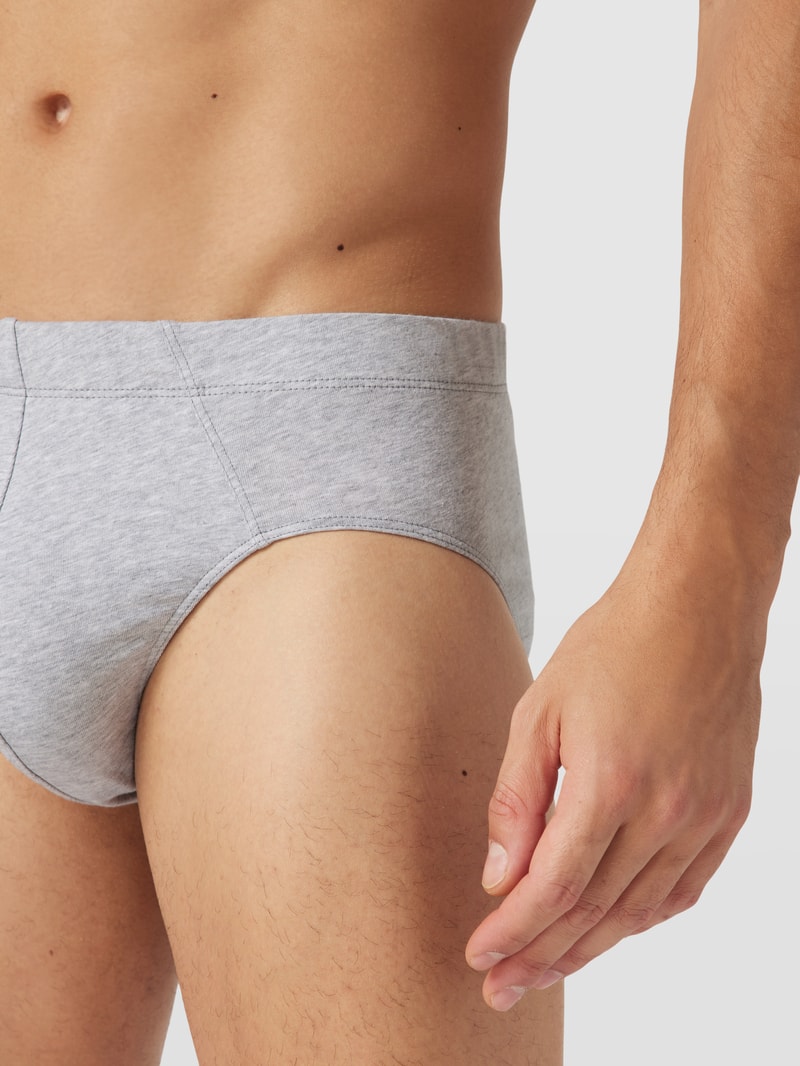 Slip mit elastischem Bund Modell 'Supermini' im 3er-Pack in mittelgrau meliert