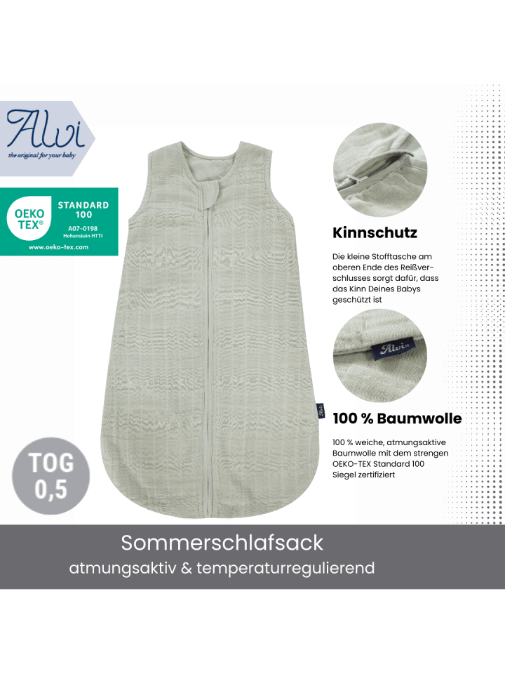Kinderhaus Blaubär Alvi Mull-Schlafsack TOP in Uni Grün günstig kaufen