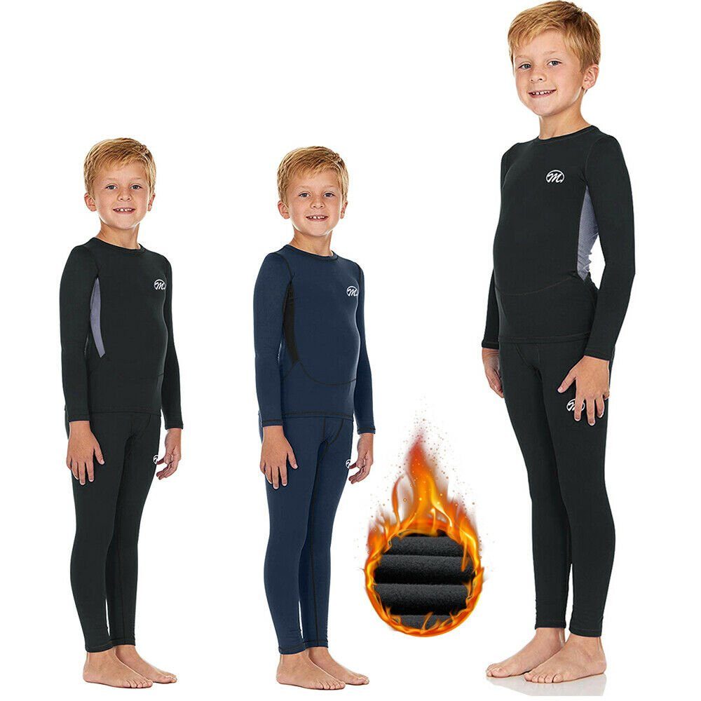 MEETYOO Thermounterhemd Kinder Thermo Unterwäsche Set (Fleece Skiunterwäsche, Sport Funktionswäsche) Thermo Unterhemd und Unterhose