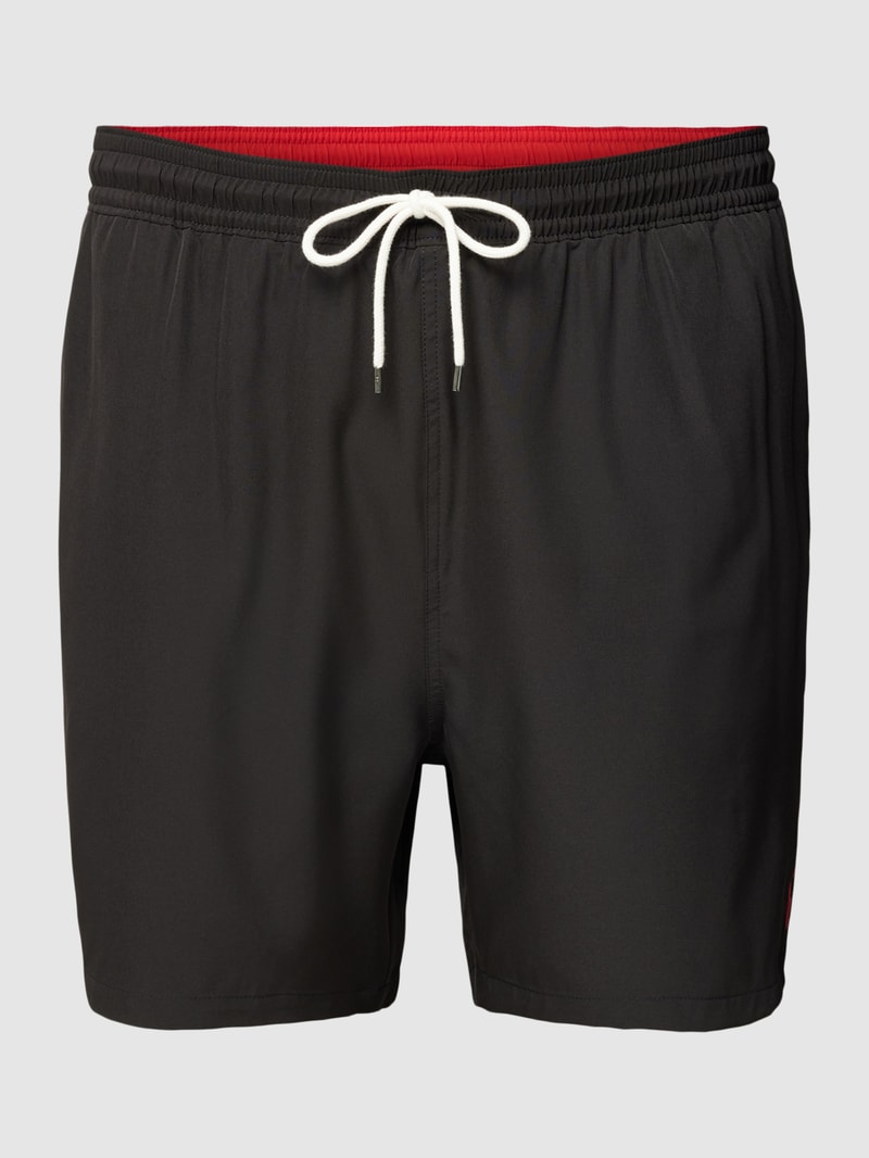 PLUS SIZE Badehose mit Label-Stitching Modell 'TRAVELER' in schwarz