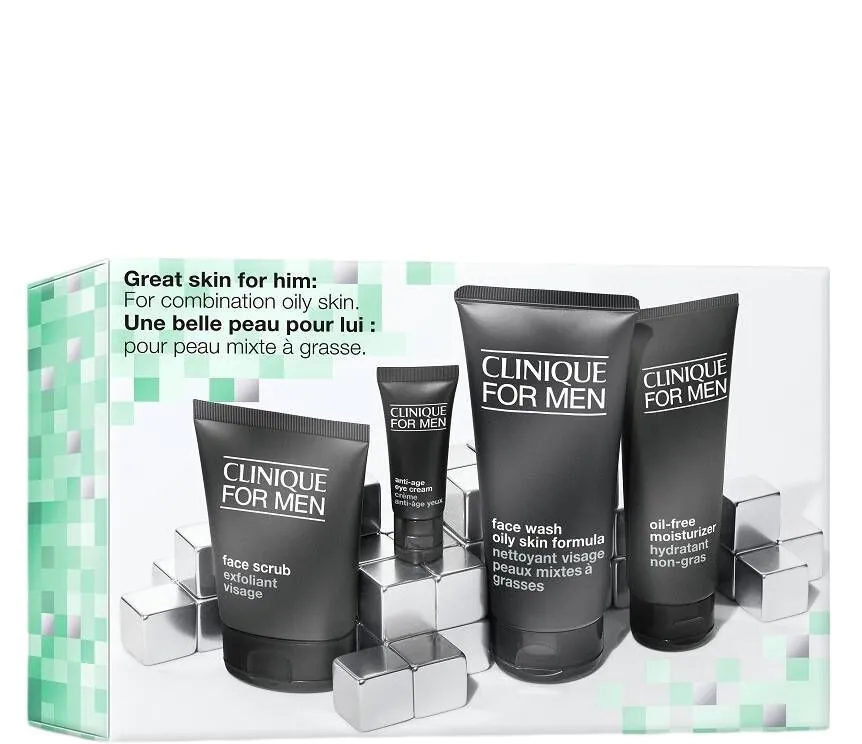 Σετ δώρου Clinique Great Skin For Him για μικτή και λιπαρή επιδερμίδα