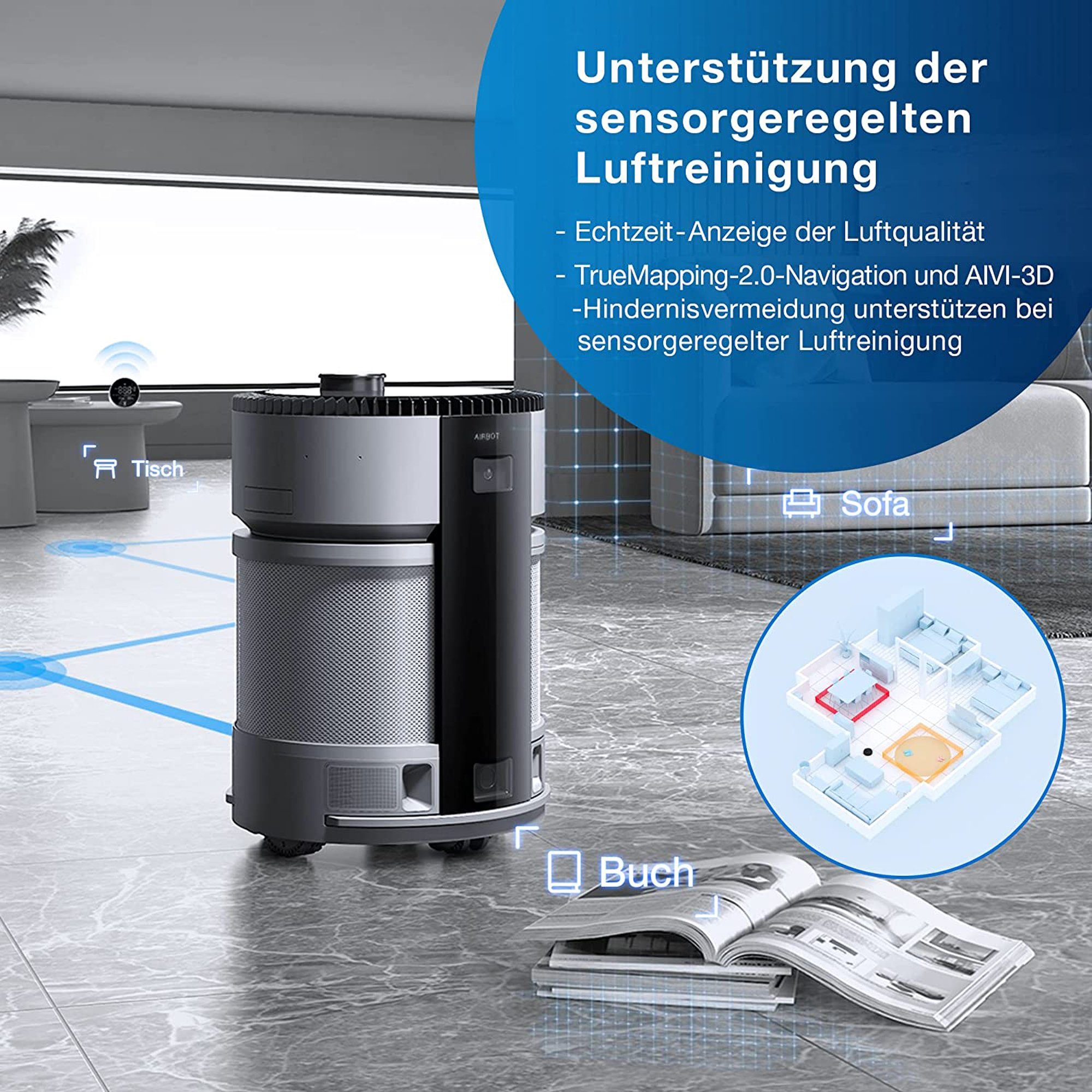 ECOVACS Luftreiniger AIRBOT Z1, für 240 m² Räume, mit H13 HEPA-Filterung
