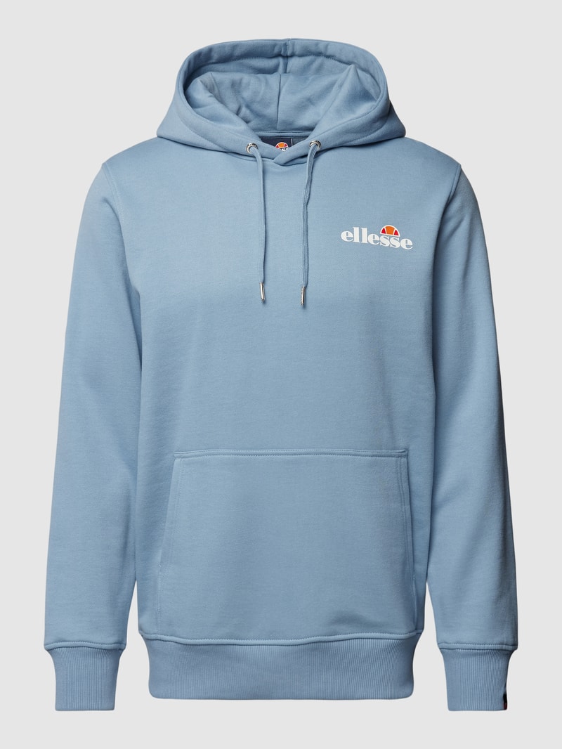 Hoodie mit Label-Print Modell 'Olevano' in hellblau