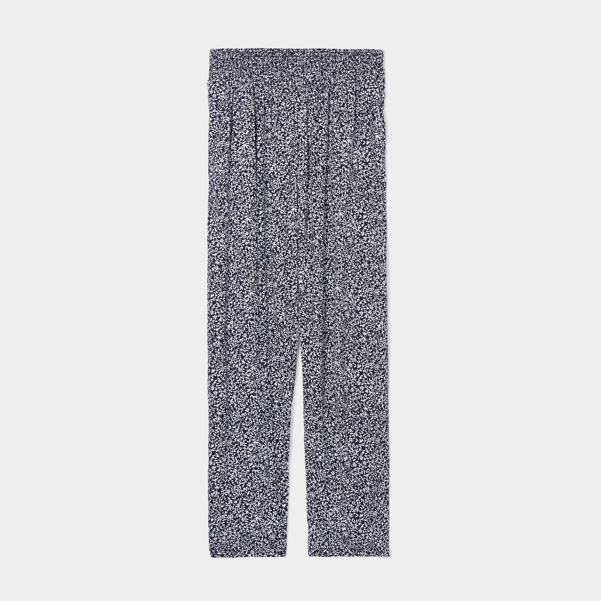 Pantalon fluide taille élastiquée bleu marine femme grande taille | La Halle