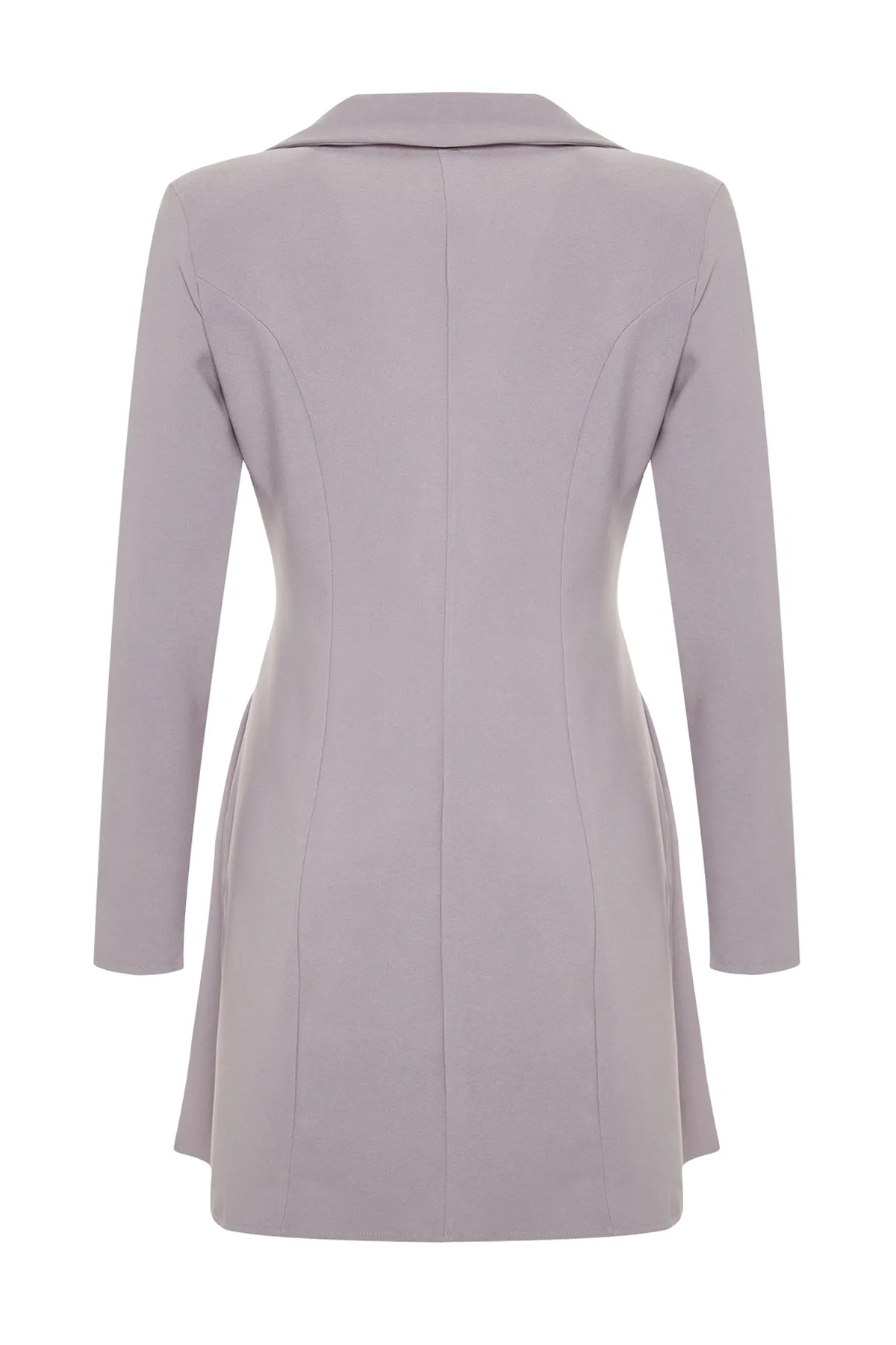 Trendyol Collection  Graues plissiertes Mini-Jackenkleid aus Webstoff TWOAW24EL00295
