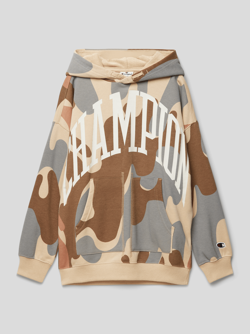 Hoodie mit Allover-Muster Modell 'Rochester' in camel