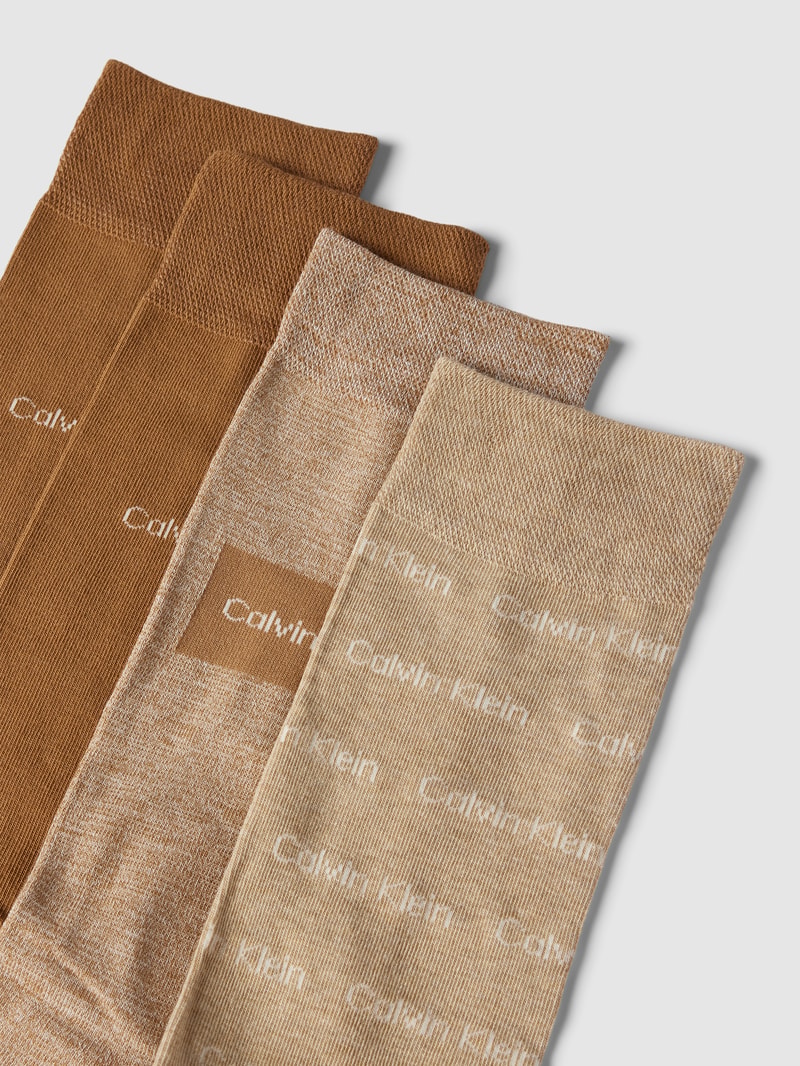 Socken mit Label-Stitching im 4er-Pack in beige