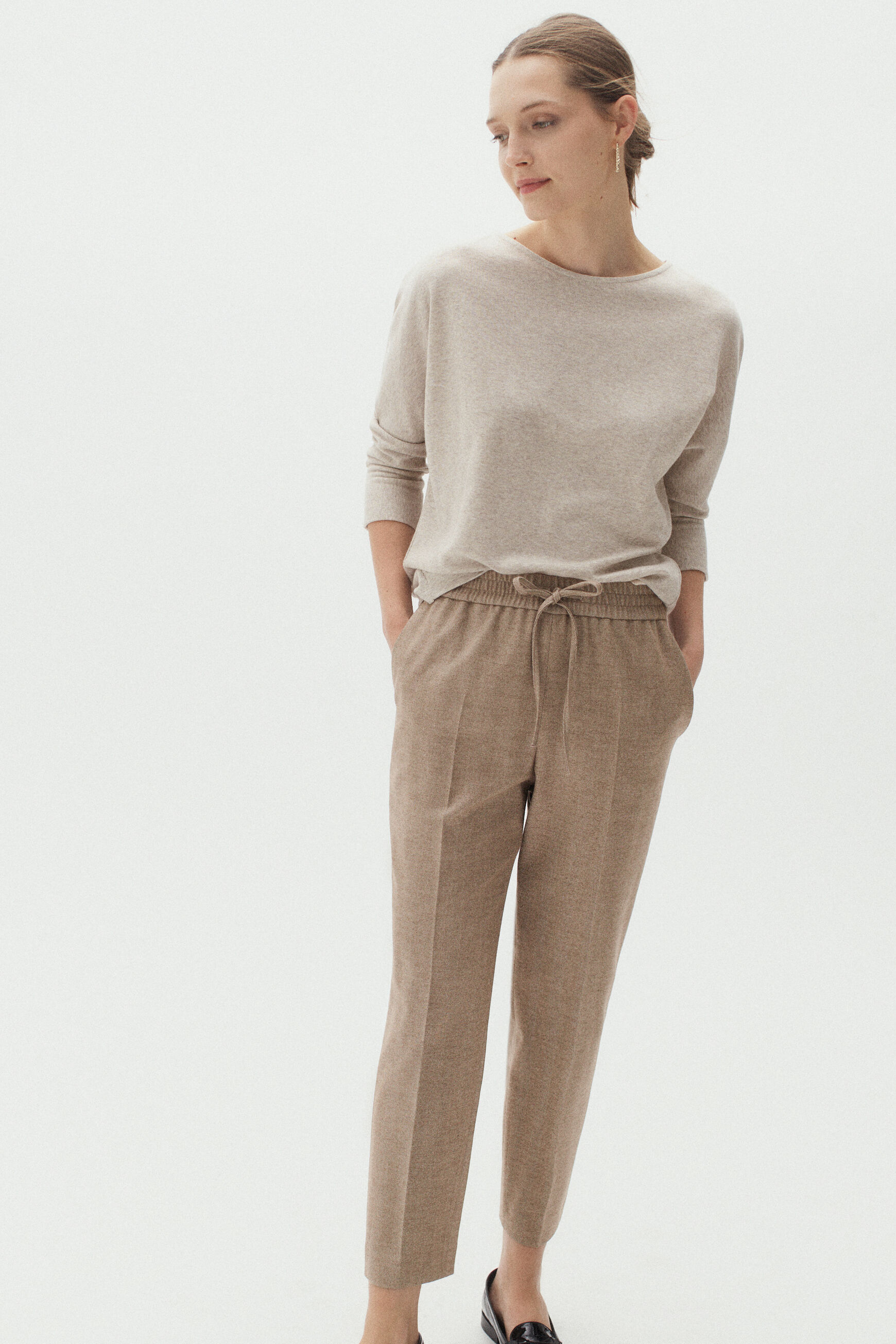 pantalon danny rayures beige femme