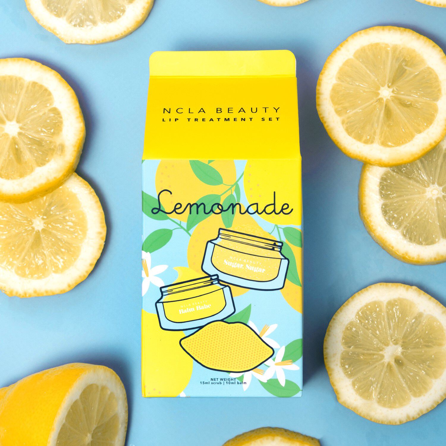 NCLA Beauty Lemonade Lip Care Duo + Lip Scrubber Exfoliant Lèvres 15ml + Baume Lèvres 10ml + Scrubber Lèvres