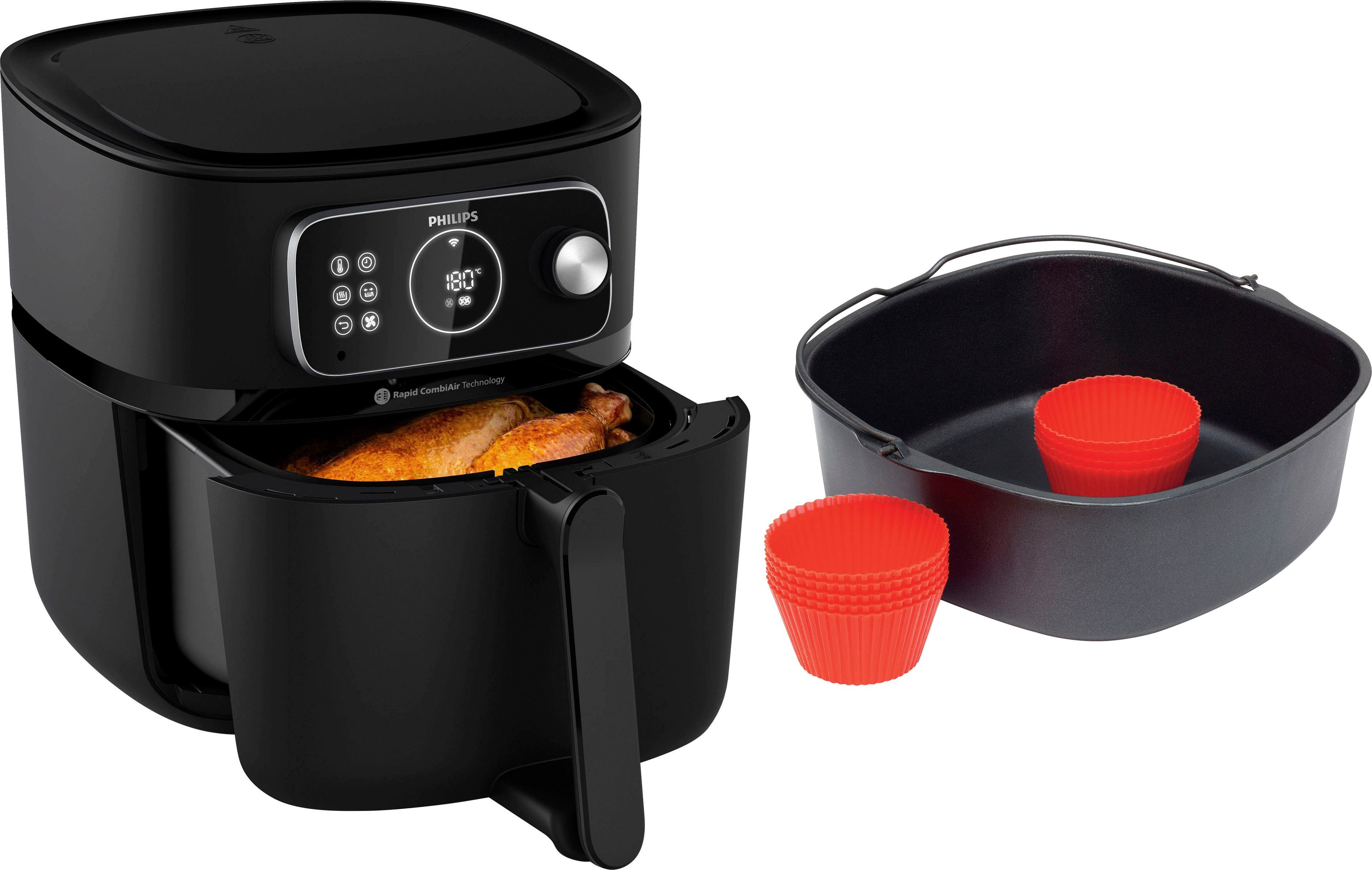 Philips Heißluftfritteuse Airfryer XXL HD9875/90, 2000 W, mit WiFi Konnektivität, 30 AutoCook Programmen und Warmhaltefunktion