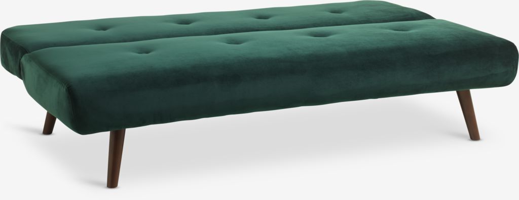 Sofa rozkładana JUVRE welurowa ciemnozielona/orzechowa