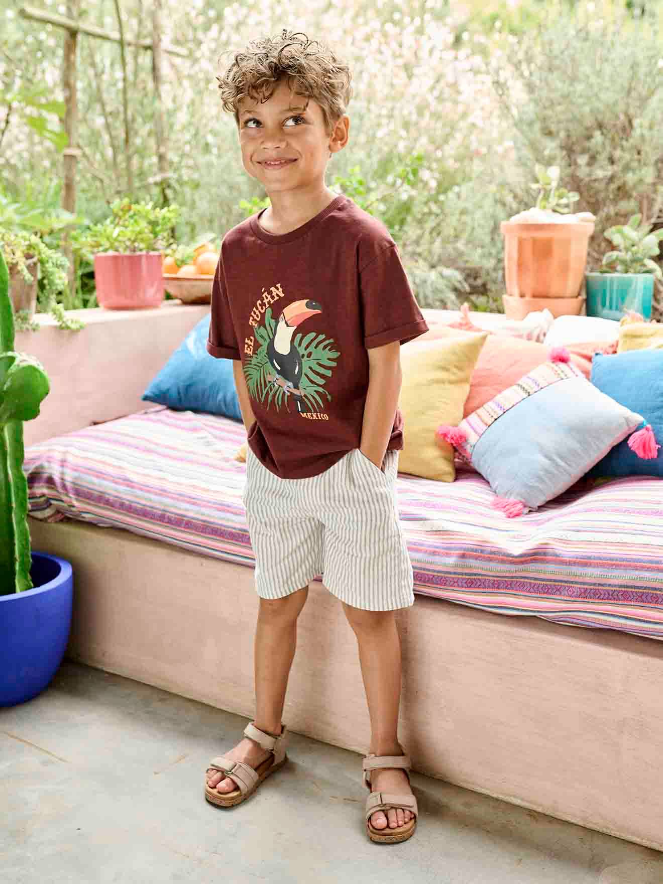 Vertbaudet Jungen T-Shirt mit Tukan-Print Oeko-Tex - bordeaux
