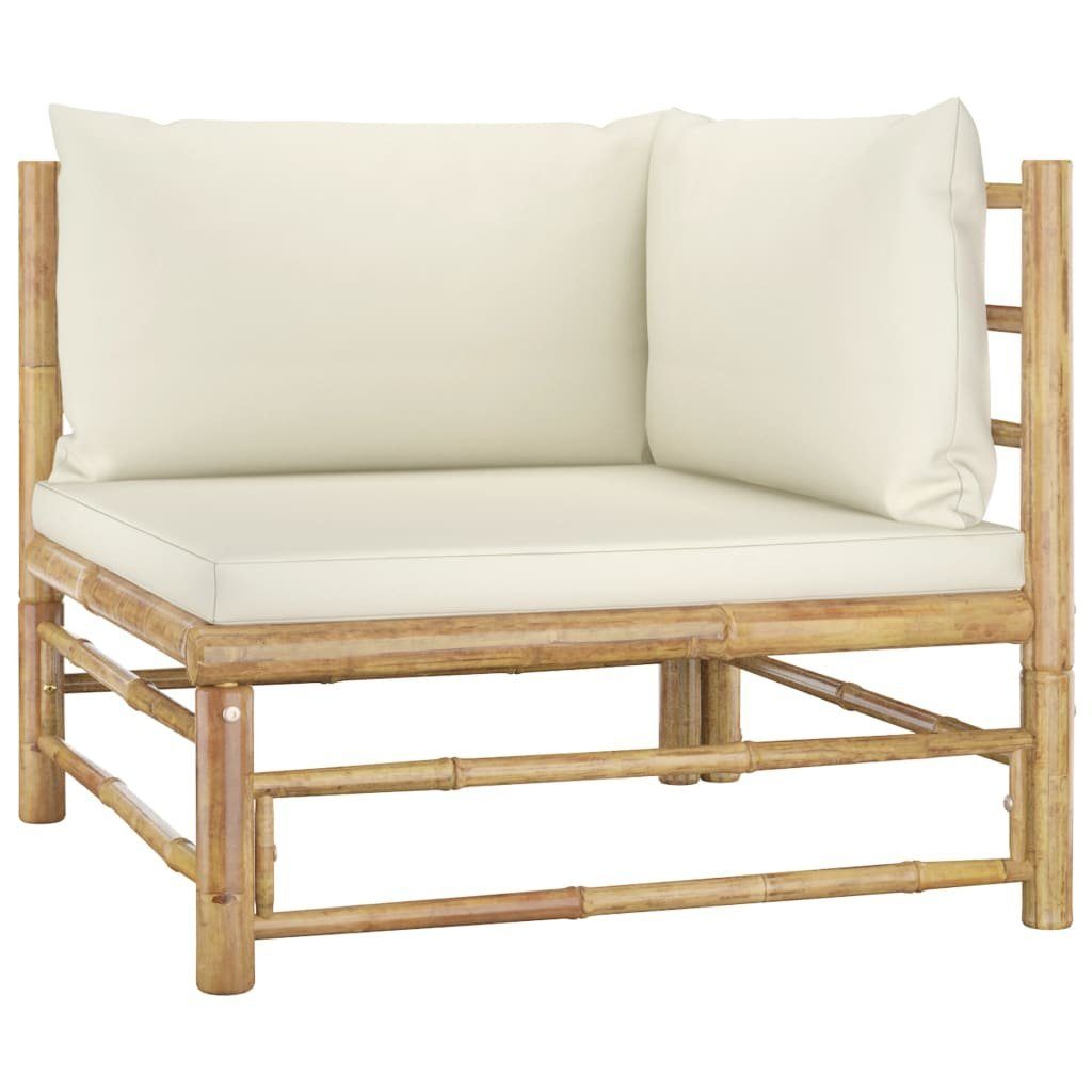 vidaXL Loungesofa 2-tlg. Garten-Lounge-Set mit Kissen Cremeweiß Bambus, 1 Teile