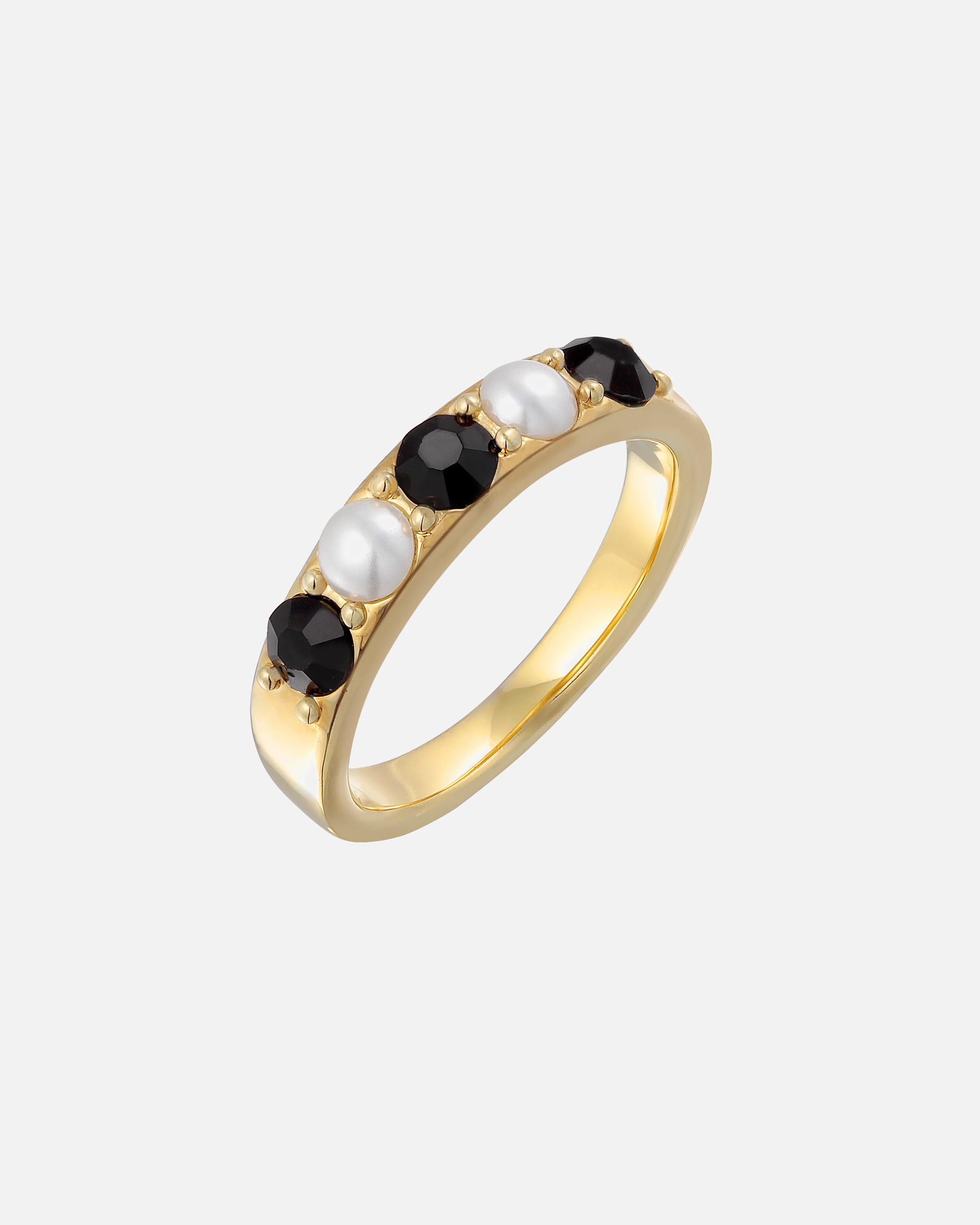 Anello da donna Elli alla moda color oro con perline di vetro e cristalli.