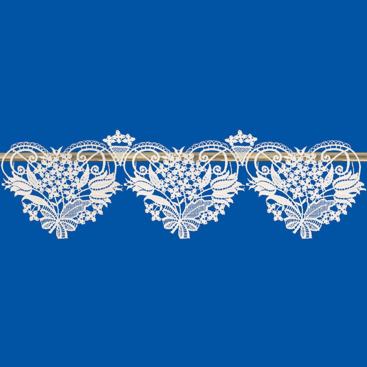 Scheibengardine Blüten, W. Reuter & Sohn - Plauener Spitze®, Stangendurchzug (1 St), halbtransparent, Made in Germany