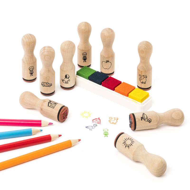 Coffret 10 tampons en bois Oxybul