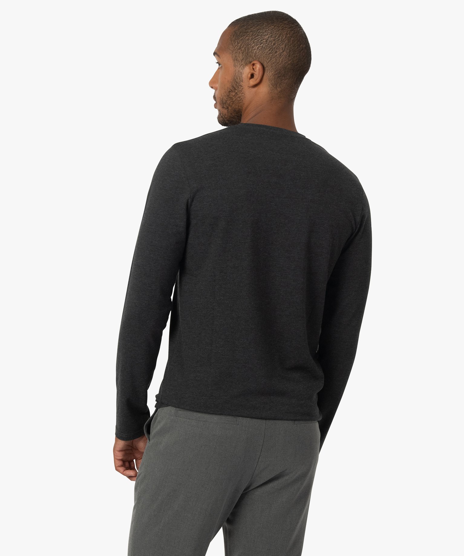 Tee-shirt homme à manches longues et col rond coupe slim gris fonce | GEMO
