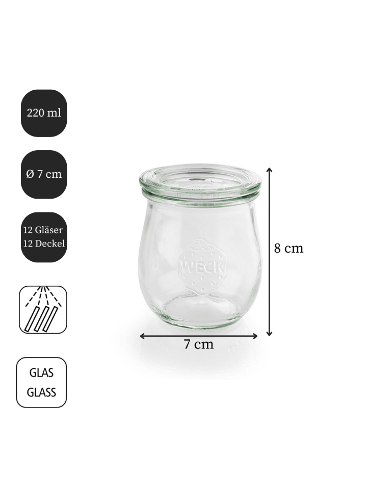 APS 12er Set Weck-Glas mit Deckel Set in Transparent Ø 7 cm, H: 8 cm  günstig kaufen onesize