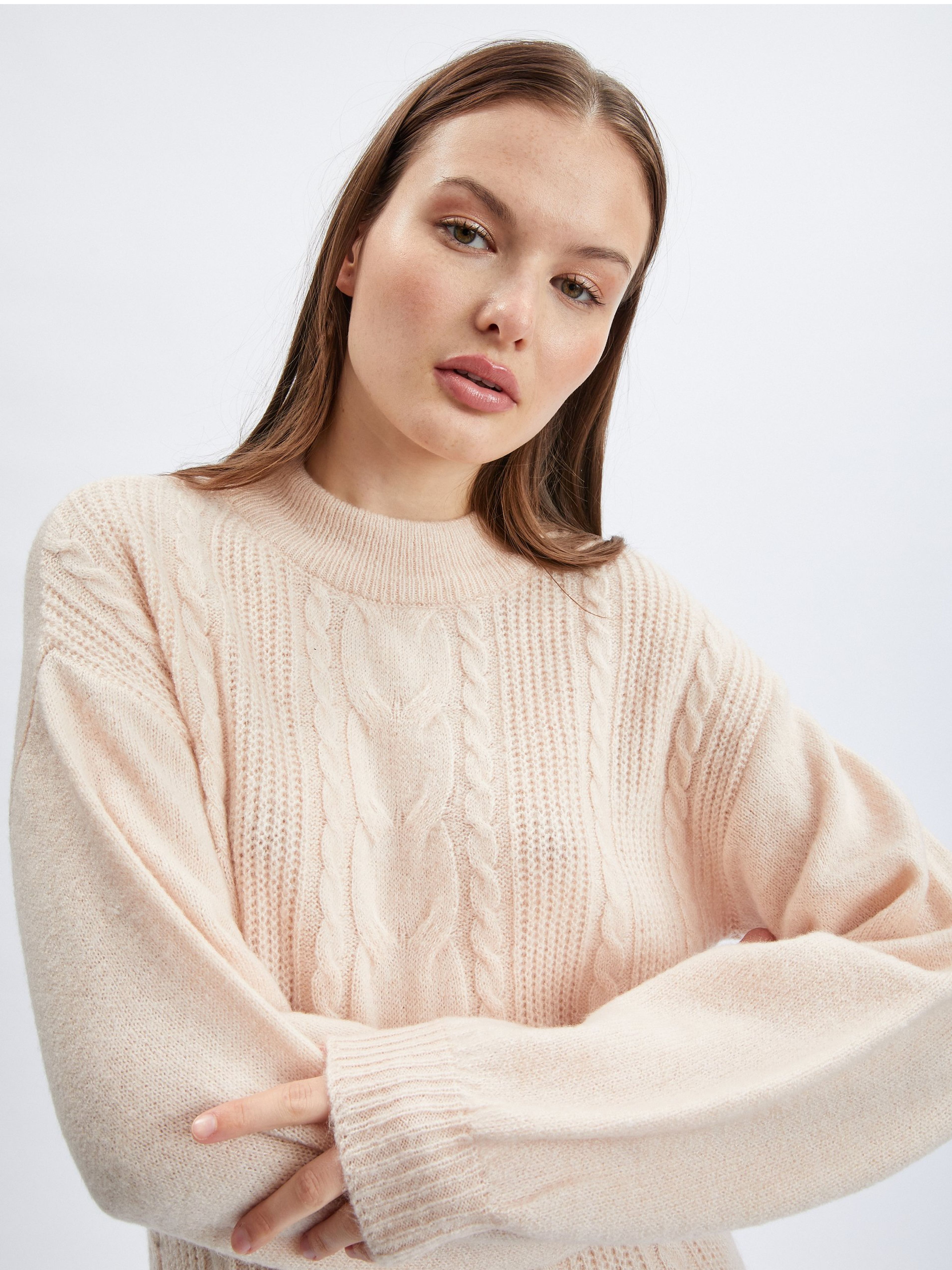 Beigefarbenes Damen-Pullover-Kleid ORSAY