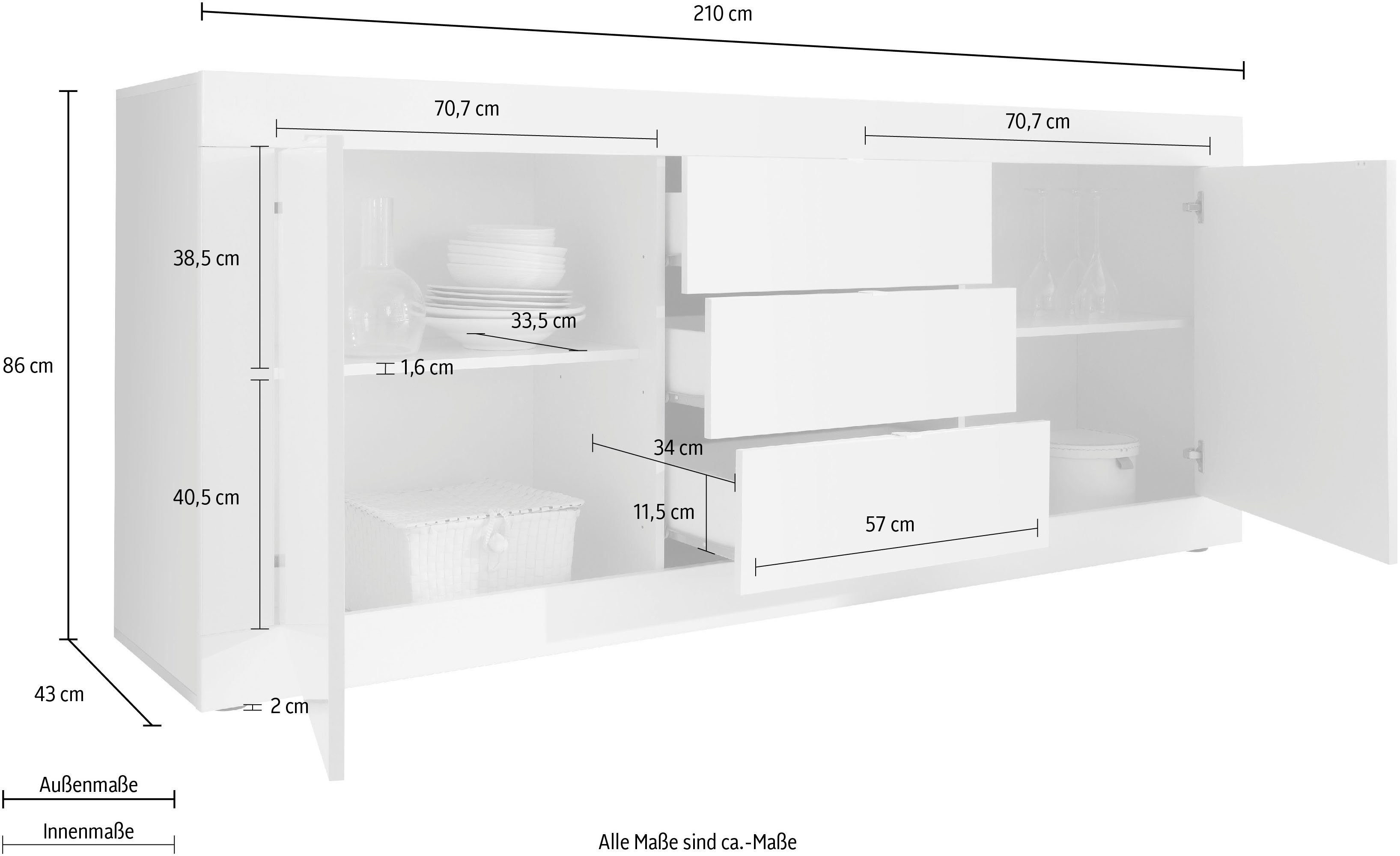 LC Sideboard Basic, 210 cm