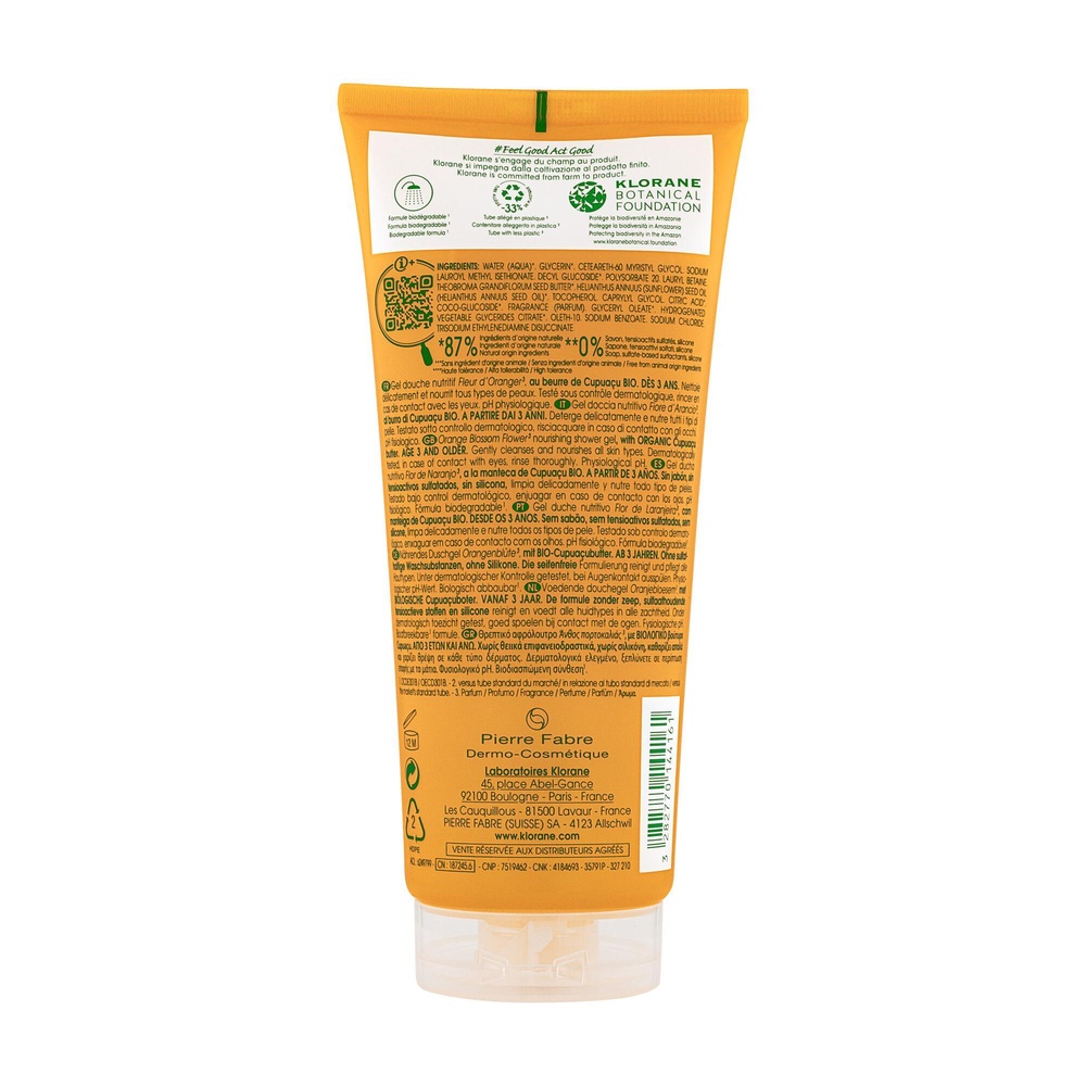 Klorane Oranger Gel douche  200ml Gel douche