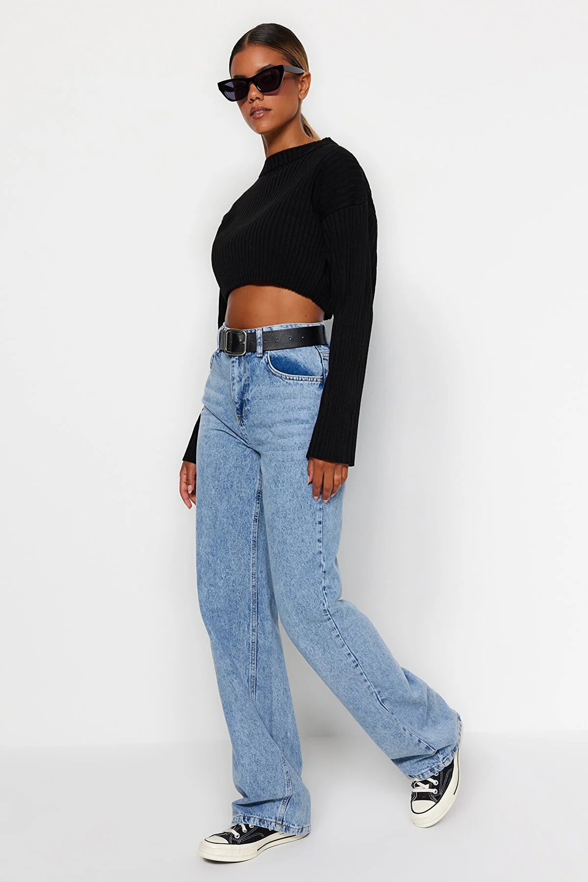 Trendyol Collection  Jeans - Dunkelblau - Wide Leg