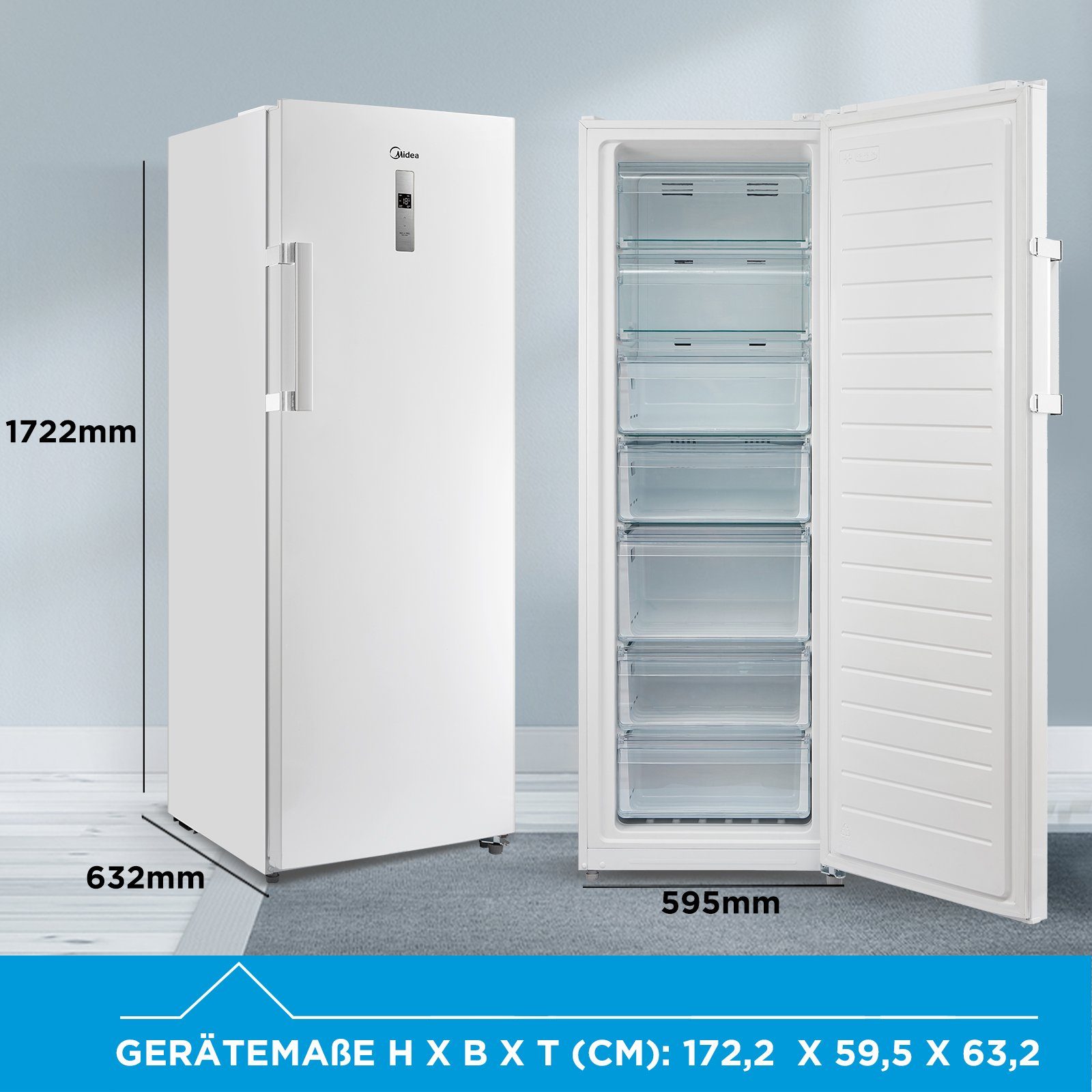 Midea Gefrierschrank MDRU333FZE01, 172.2 cm hoch, 59.5 cm breit, NoFrost