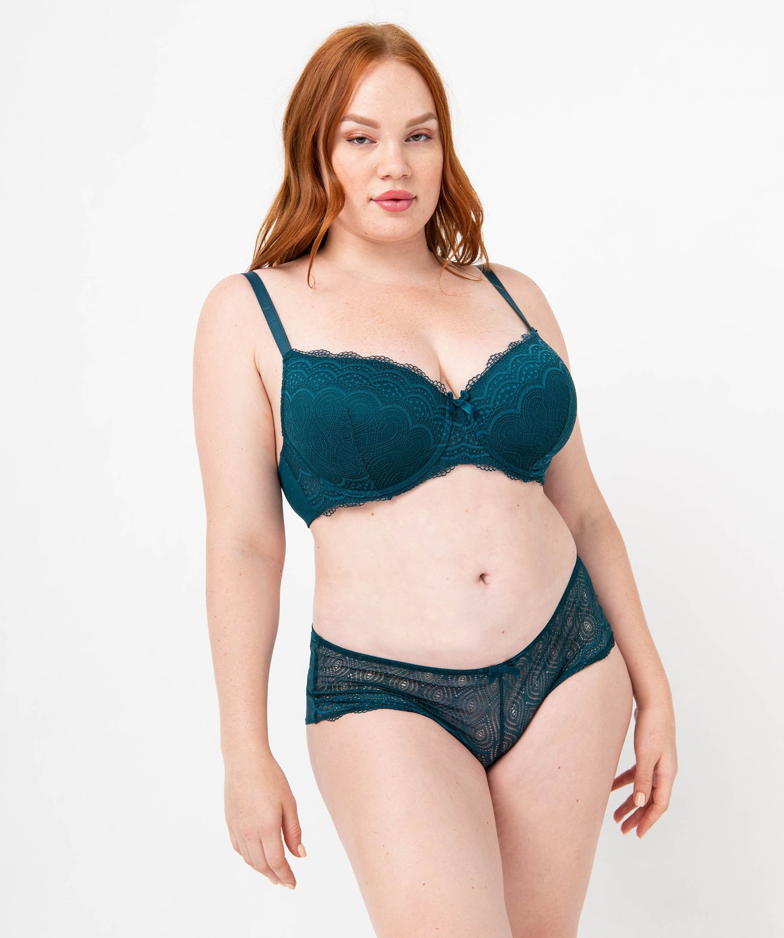 Shorty en dentelle et tulle femme grande taille bleu | GEMO