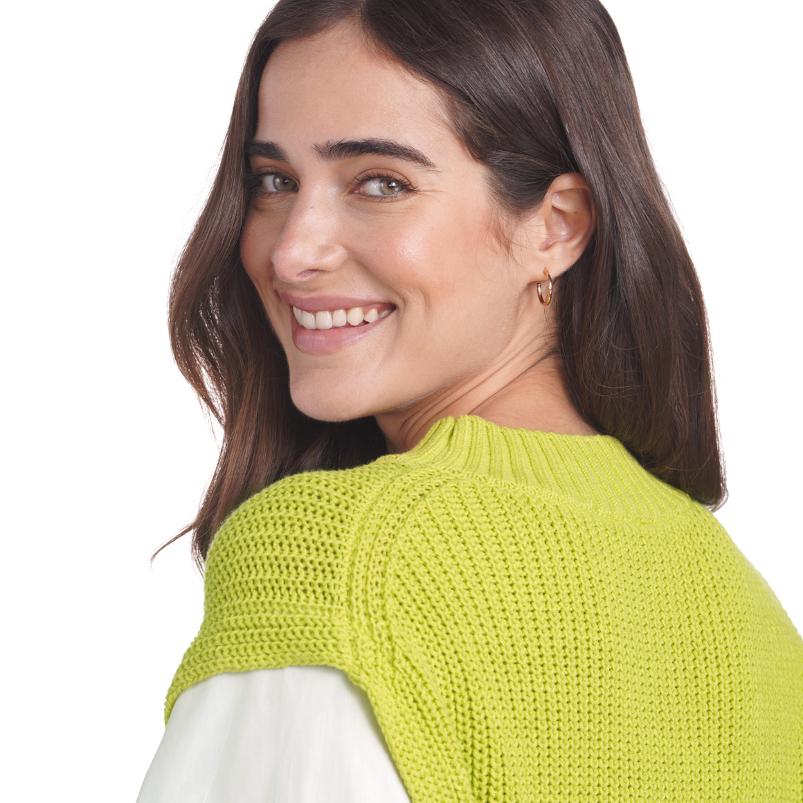 Damen Strickpullunder mit Bluseneinsatz